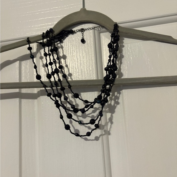 Chicos Black Travelers asymmetric hem dress with bonus necklace.  Size 3 - Picture 8 of 8